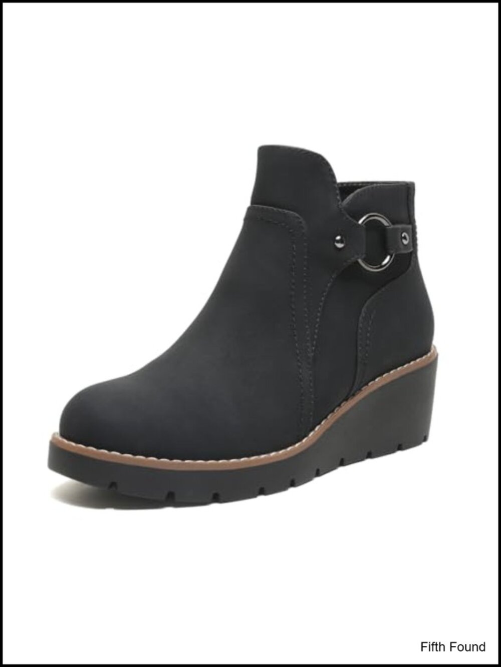 Wedge Ankle Boots Chunky Low Heel Comfortable Short Booties Round Toe Fall